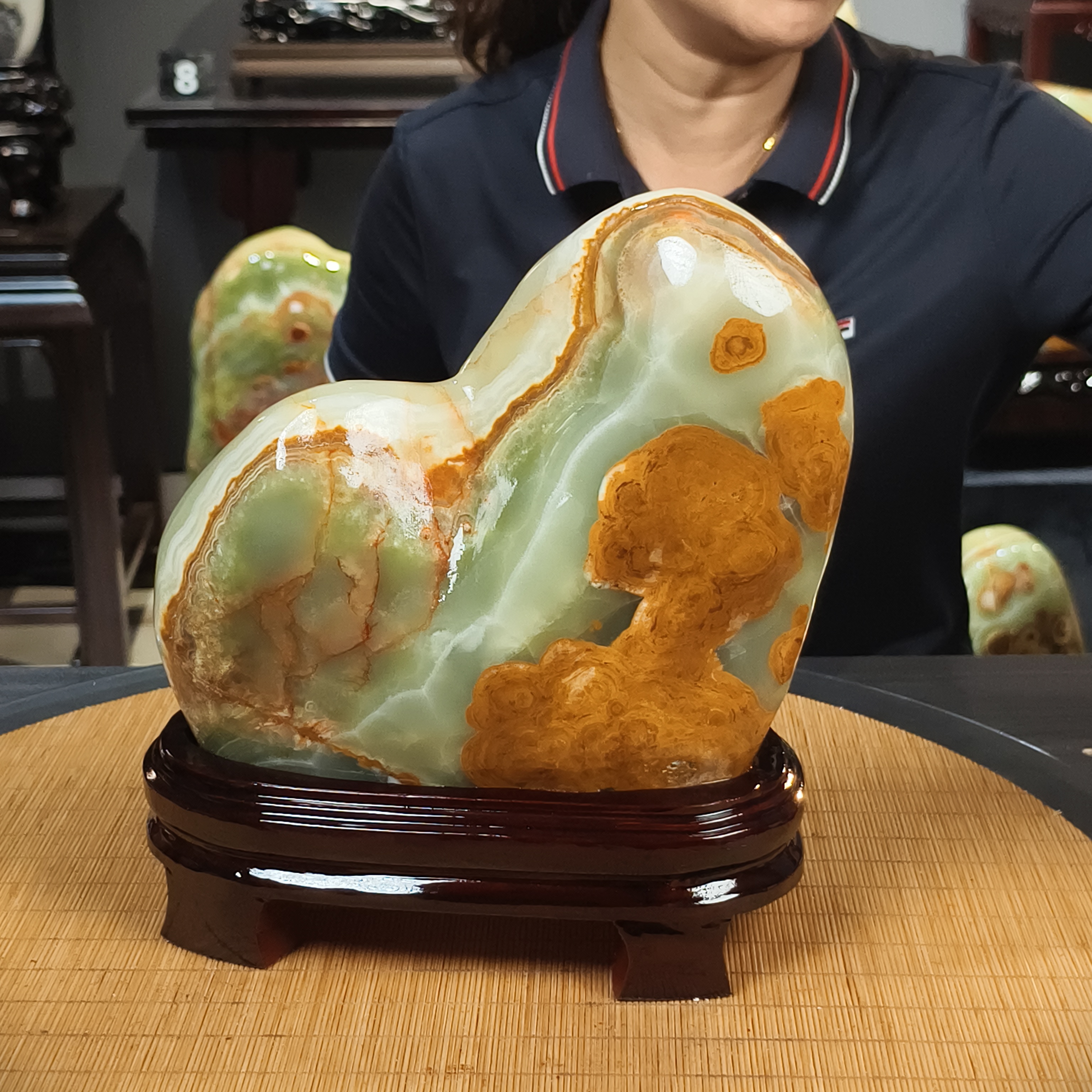 奇石玉石摆件工艺品博古架玄关客厅书房摆设创意文房雅器茶室空间