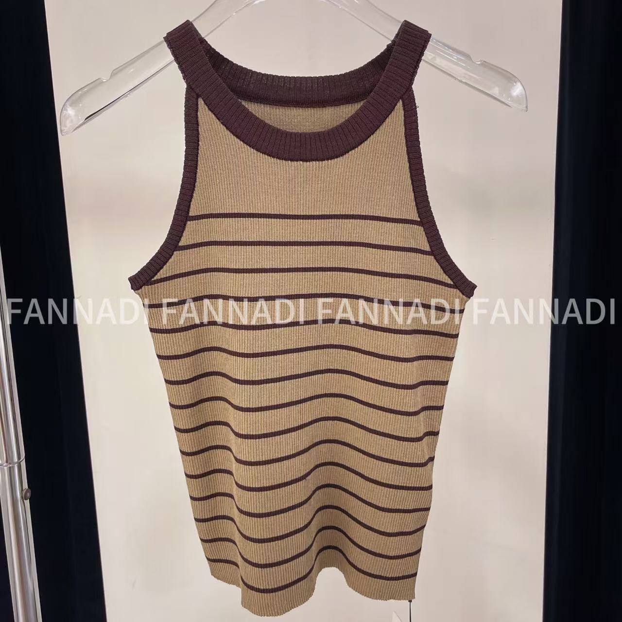 GN【背心】复古撞色设计感修身显瘦挂脖吊带背心 851 80399