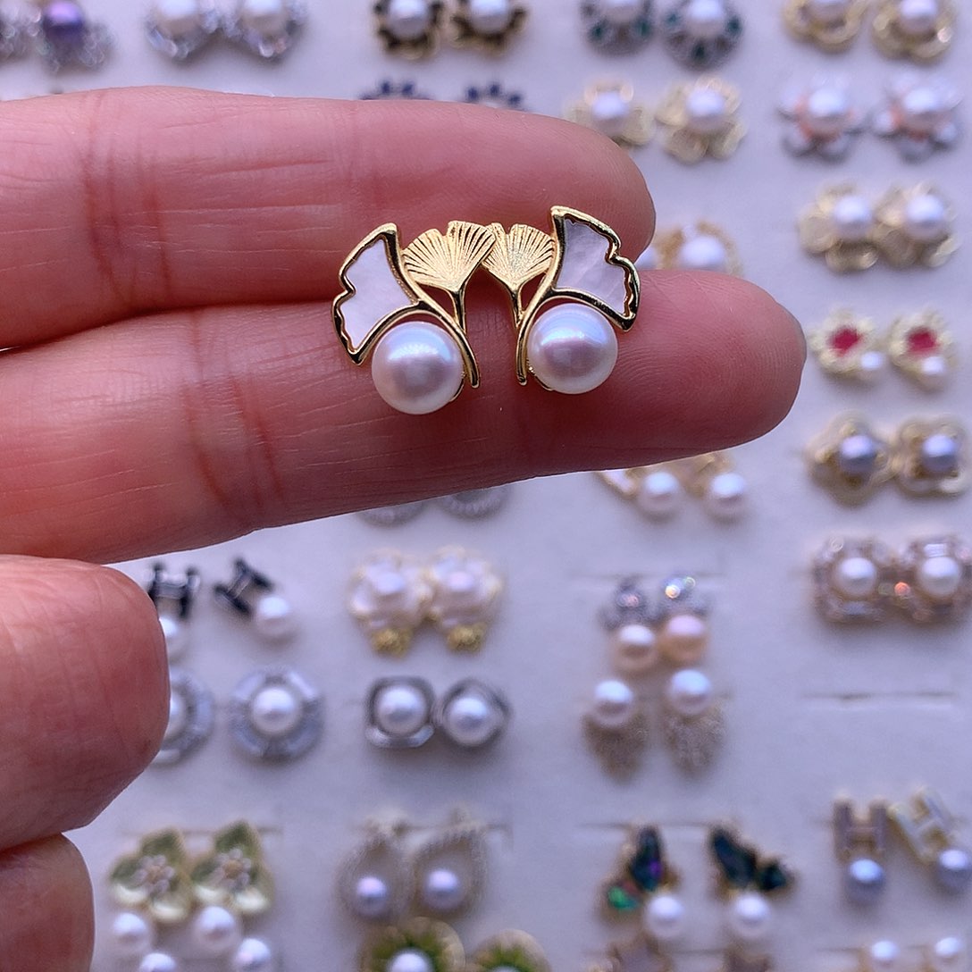 淡水珍珠耳饰合金