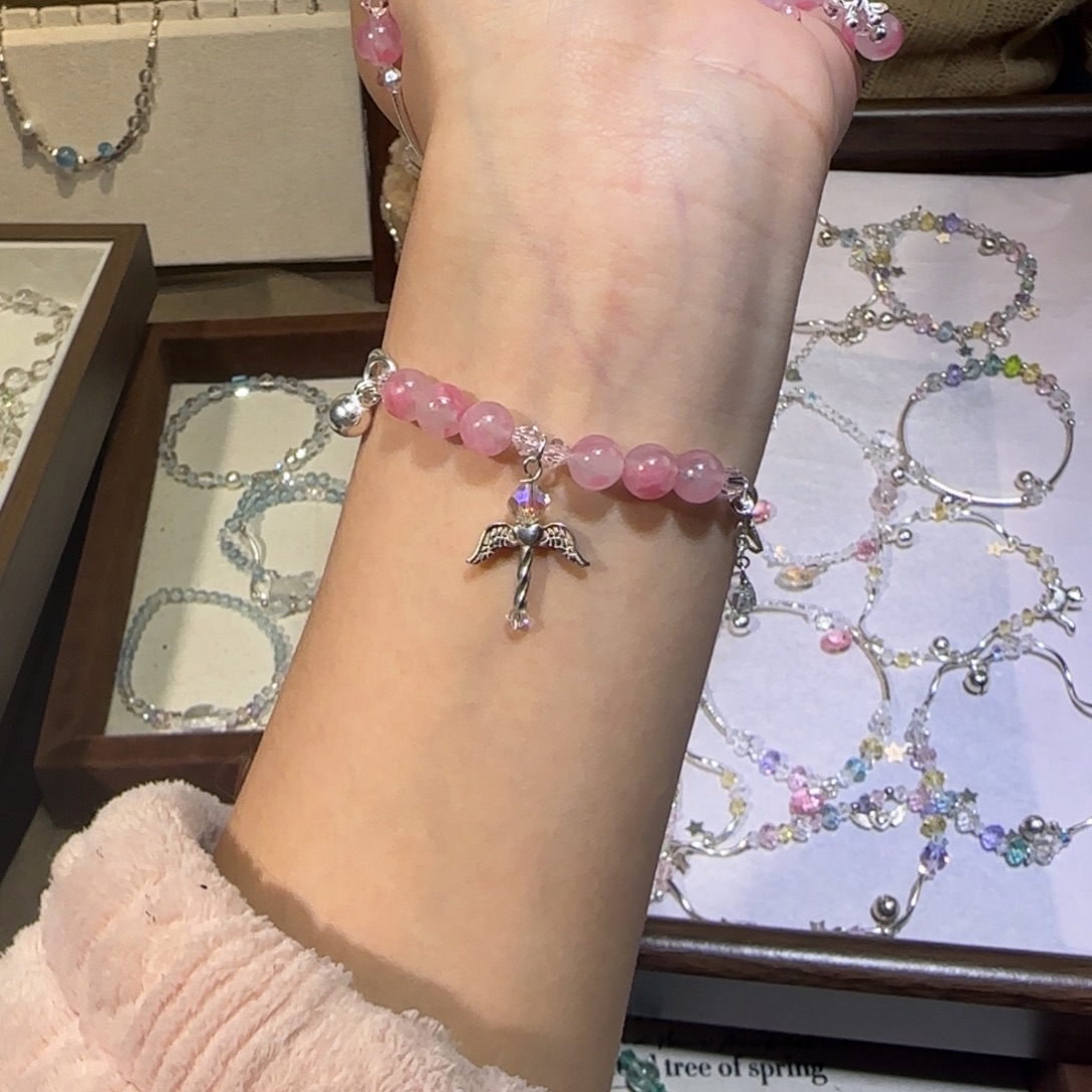 手链银S925镶嵌烟晶樱花雨仙女棒