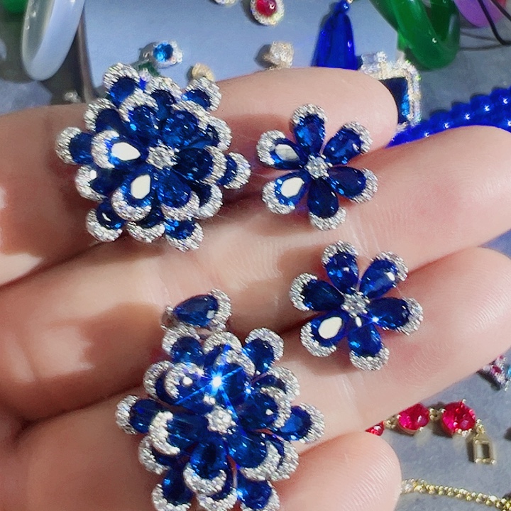 非金属红色蓝色满钻镶嵌