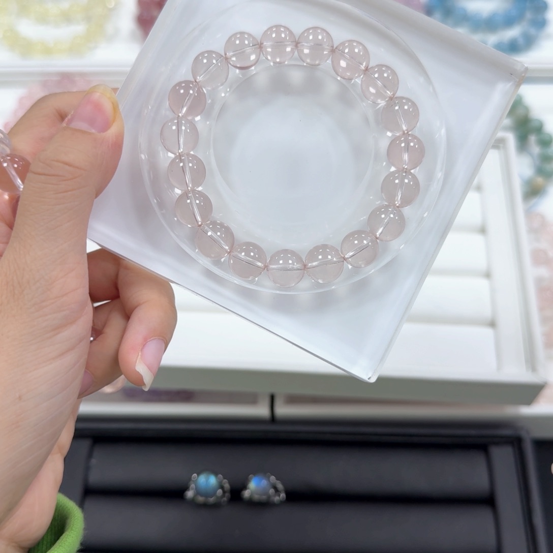 水晶手链未镶嵌毕业净体冰橘粉