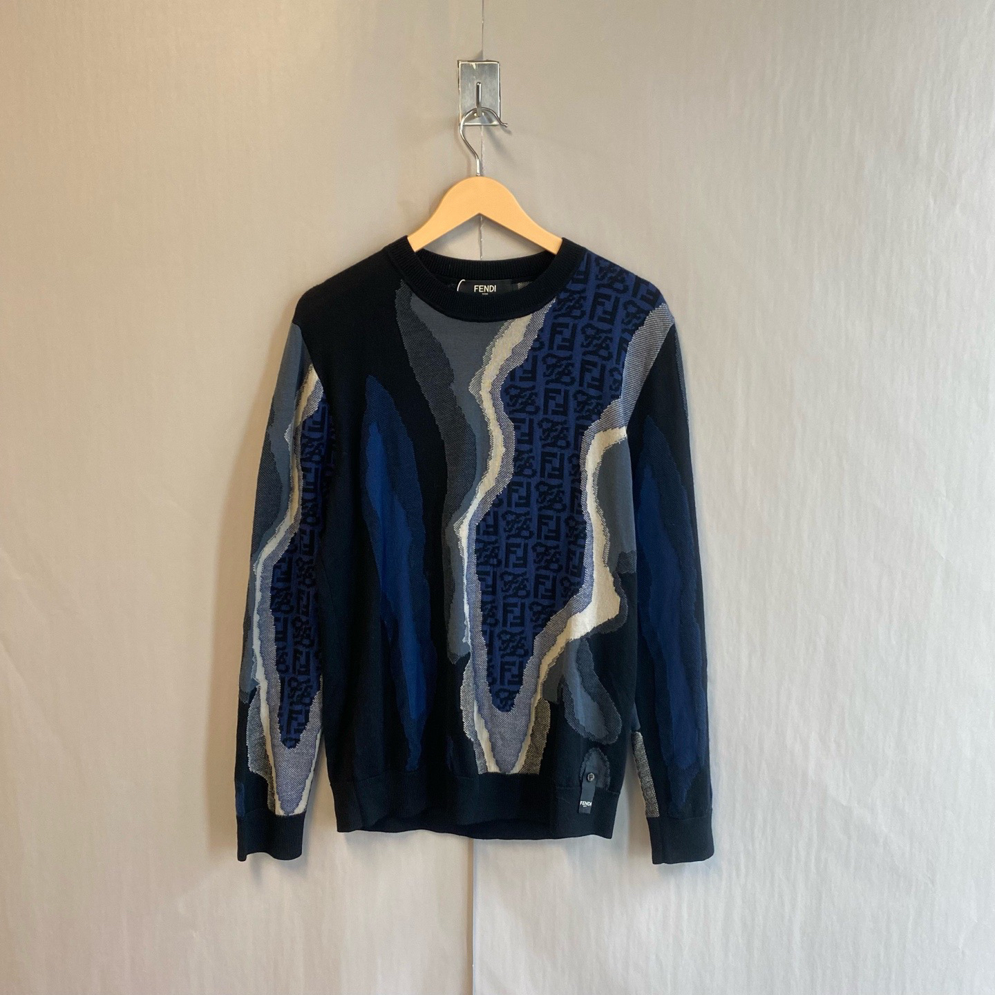 99新 FENDI/芬迪 拼色羊绒领口拉链长袖 99新 50 码 #6063