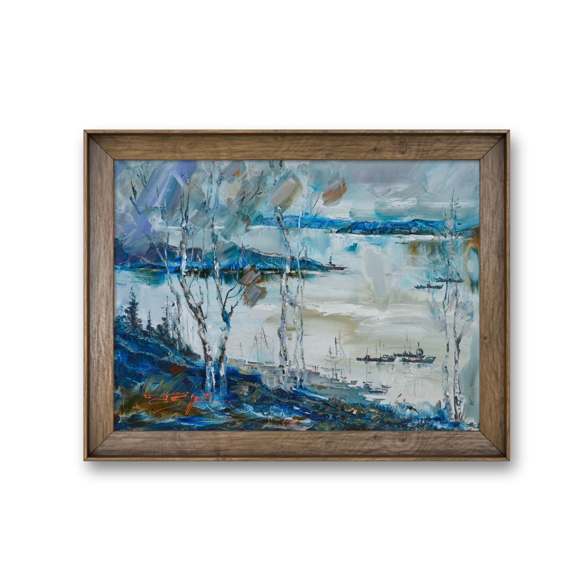 D37.08俄罗斯原创手绘布面油画丘尔辛《勘察加印象》60*80cm 2025年