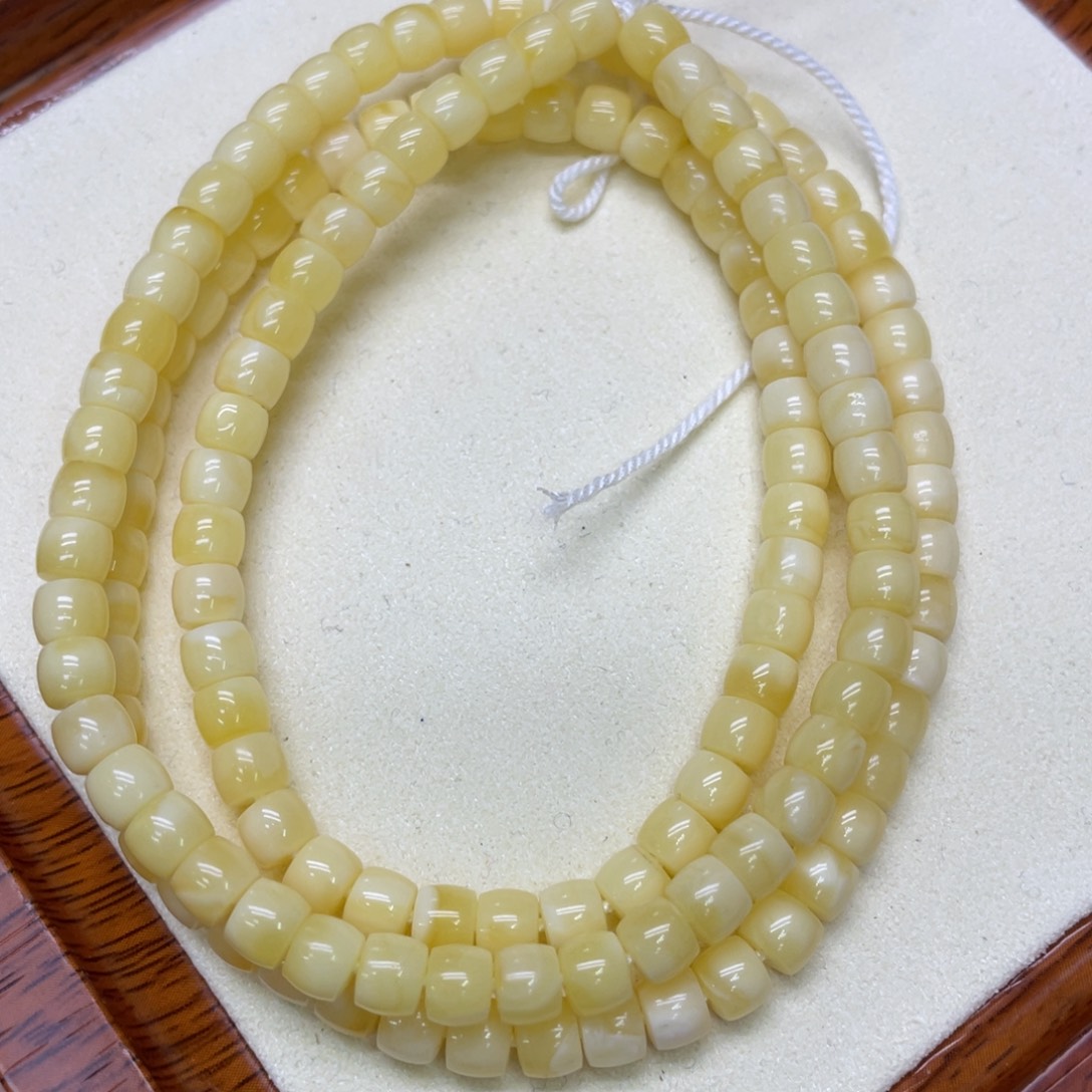 琥珀未镶嵌颈饰5mm➕奶白花直切链子15克