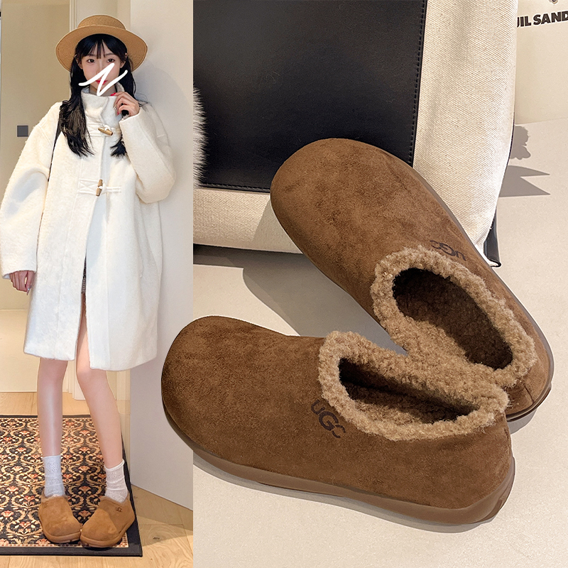 小土豆勃肯鞋女2025秋冬新款休闲厚底加绒全包小个子毛毛鞋棉鞋