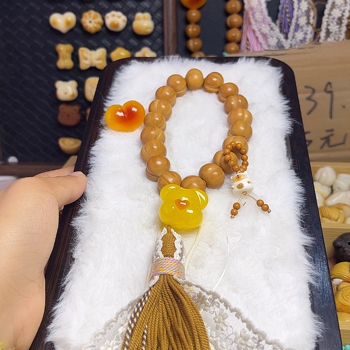 猴头核桃吊坠16柯基反油 熊头爱心 棕流苏 猫提溜蓝色