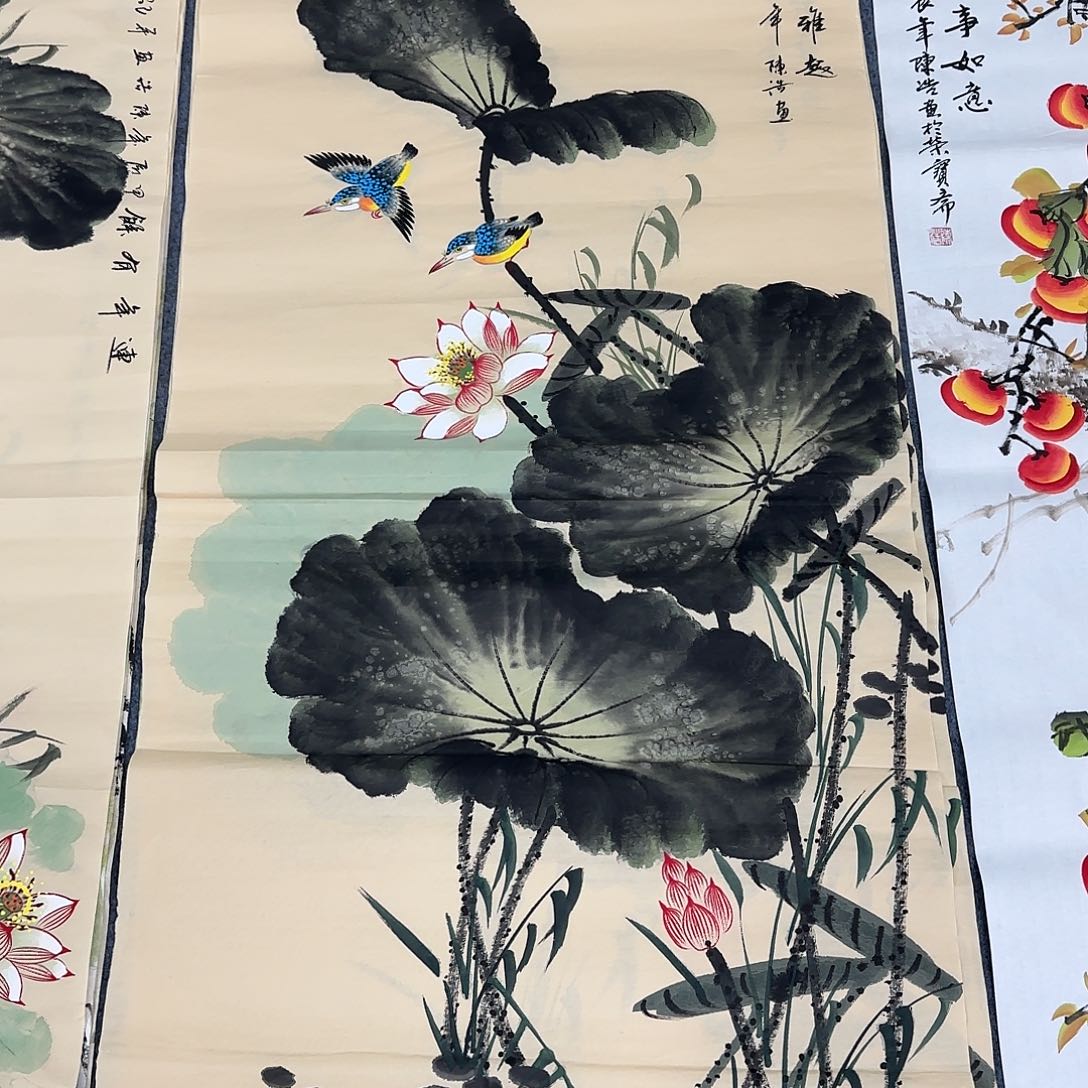 国画尺寸70X138手绘作品 