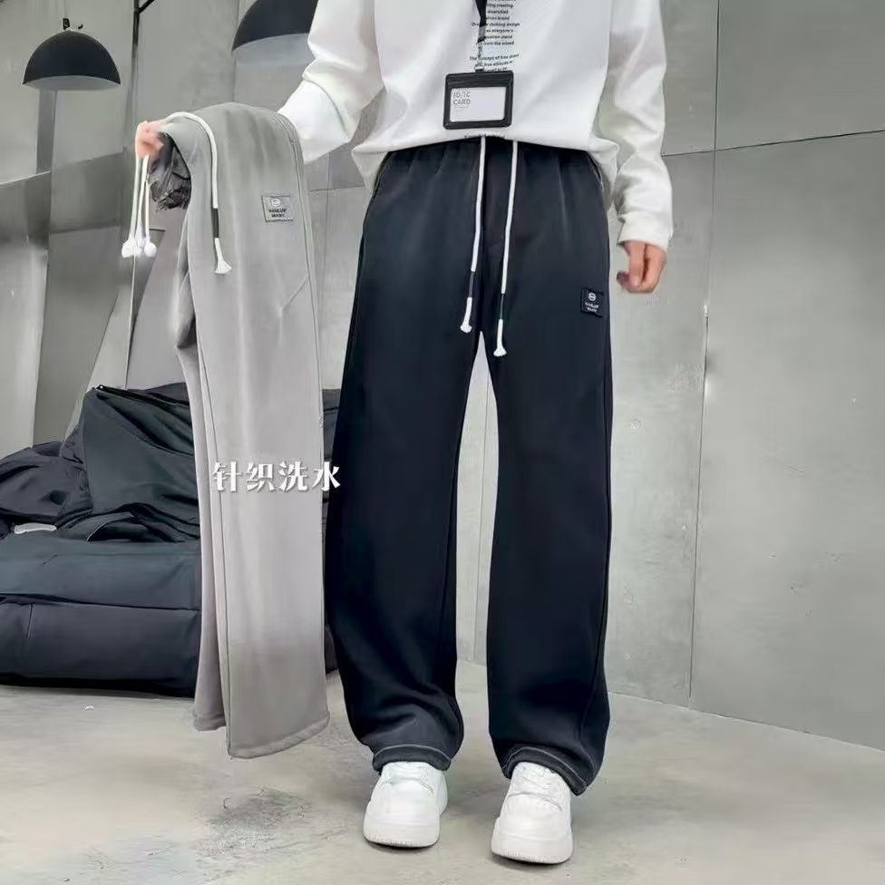 秋冬新款男士阔腿休闲裤百搭卫裤潮款水洗渐变青少年男直筒裤2696