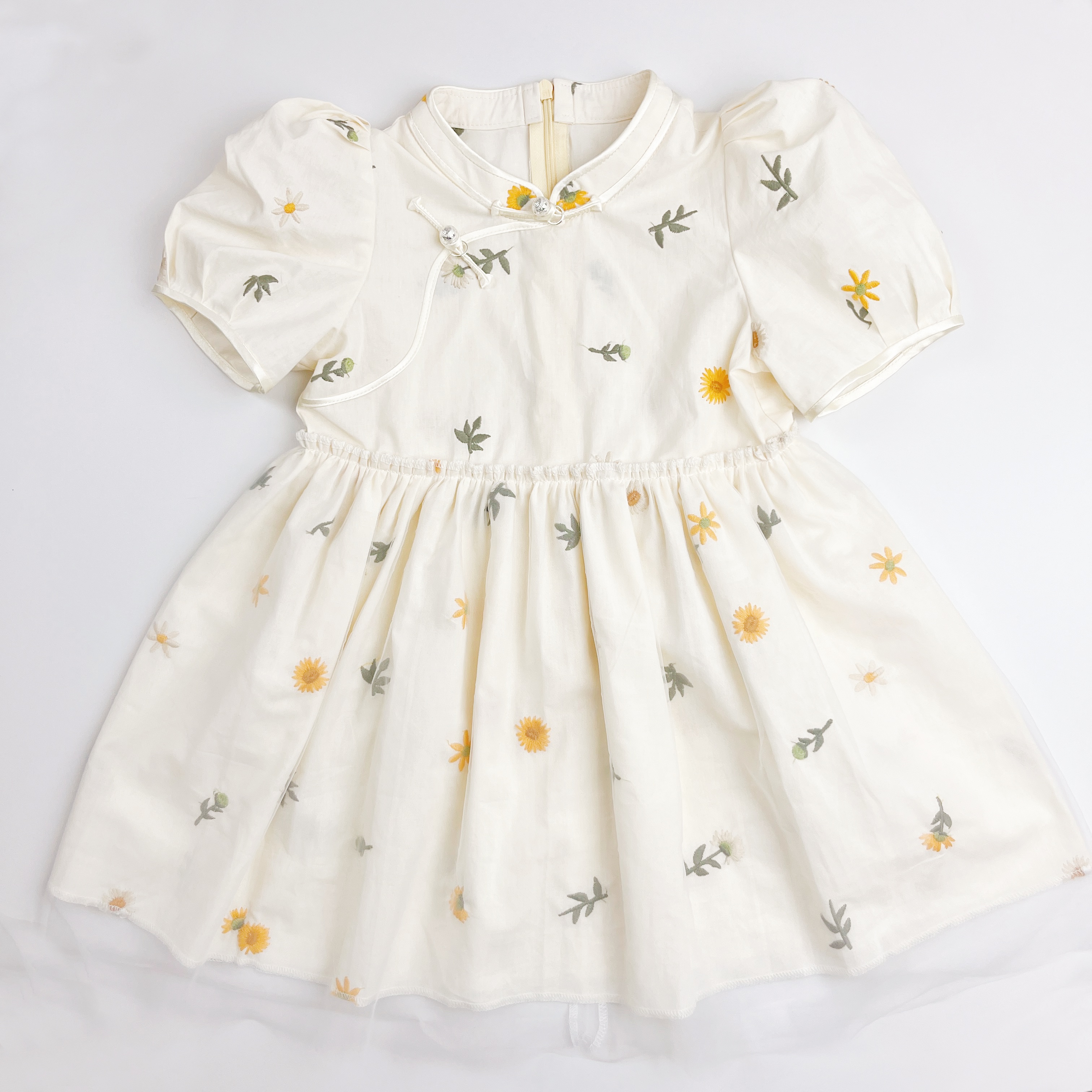 【MINO】儿童夏季短袖小童连衣裙纯棉a类刺绣碎花公主风女童装女童