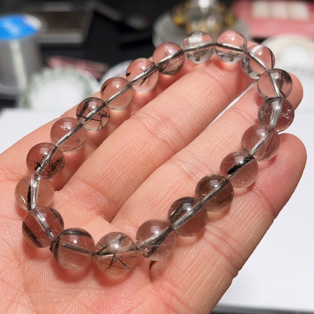 水晶手链未镶嵌黑发晶10mm