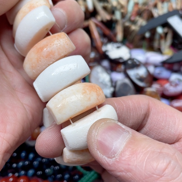 玛瑙/玉髓合金珠宝半成品香*豆一条三姑娘手牌