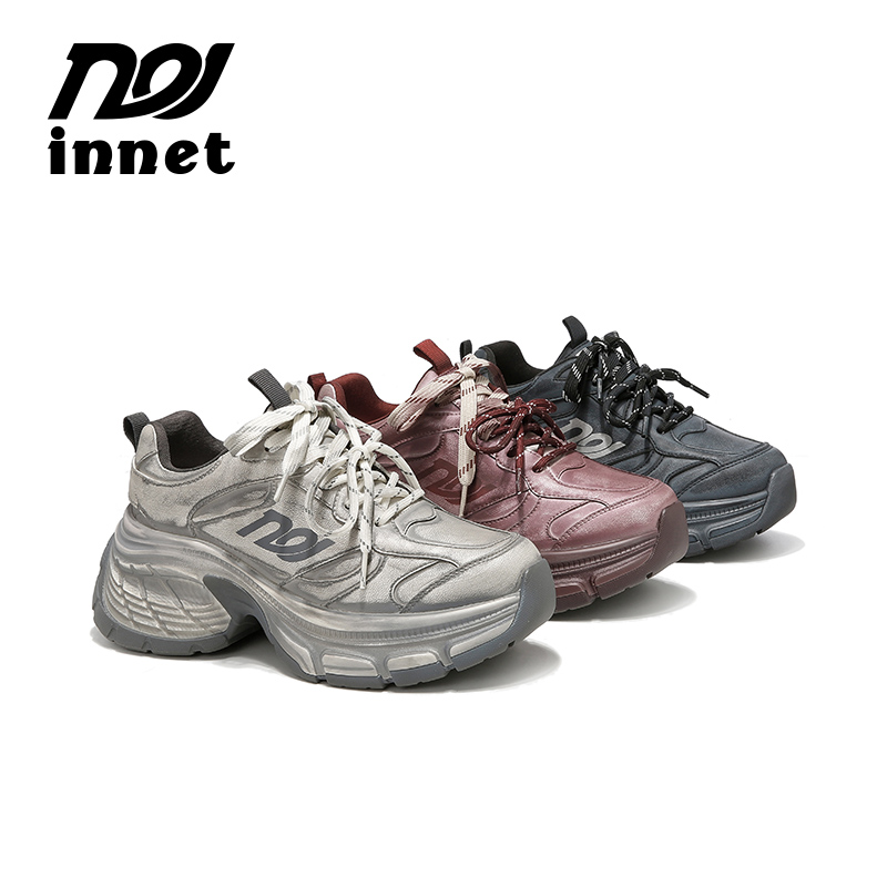 INNET【环球日记】2025秋冬季新款做旧擦色厚底潮流老爹鞋女1010-TT