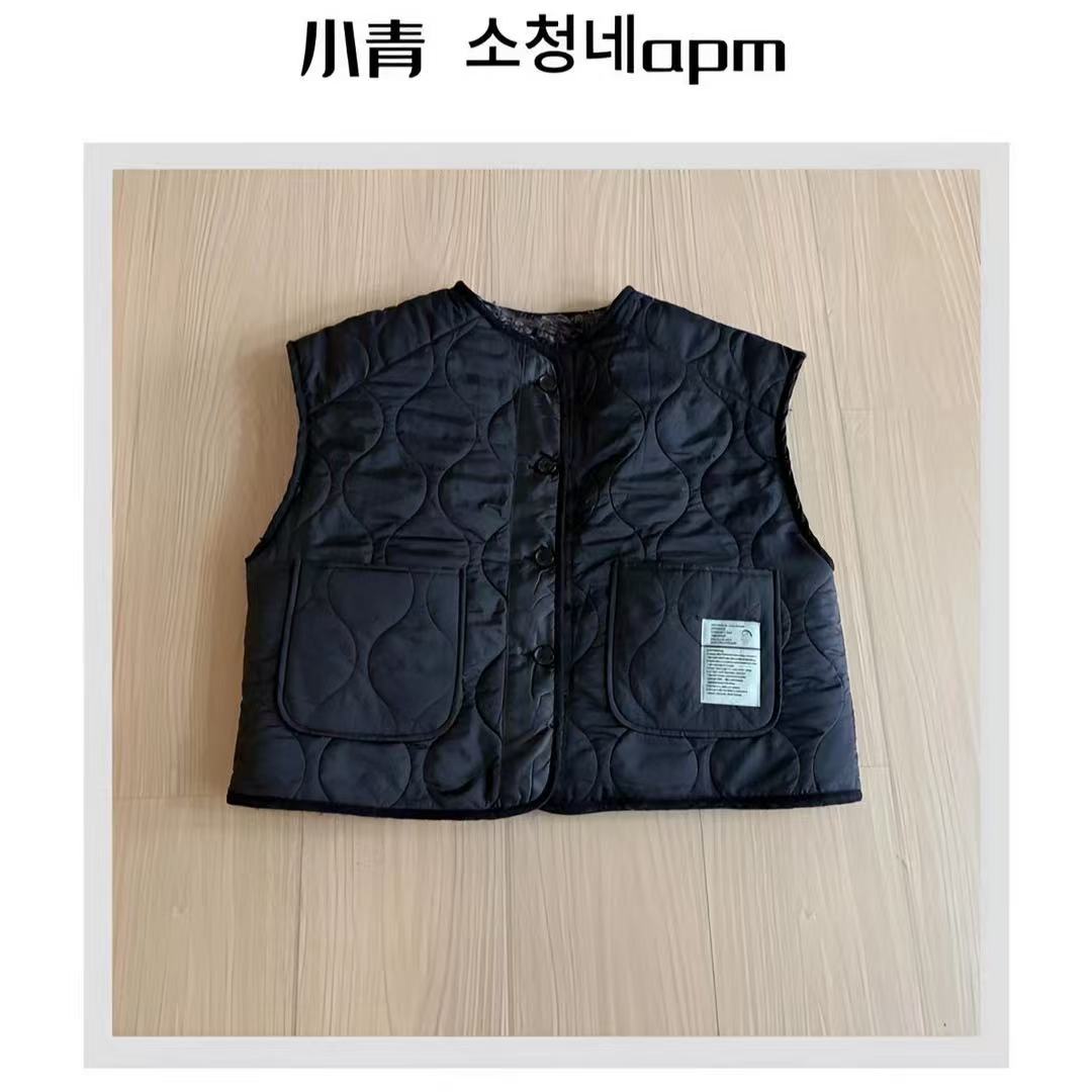 韩国东大门 公鸡/墨尔本晚宴 两面穿圆圈纹大口袋马夹(两面穿!)