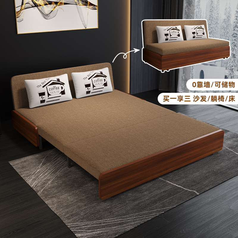哥盟简约现代两用单人1.5m可折叠双人储物客厅小户型榻榻米沙发床