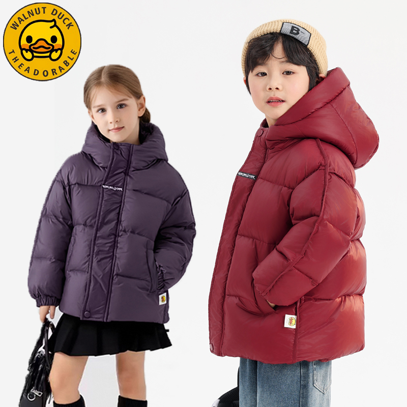小黄鸭新款加厚黑金羽绒服冬季亲子款加厚连帽外套XT181-XYY