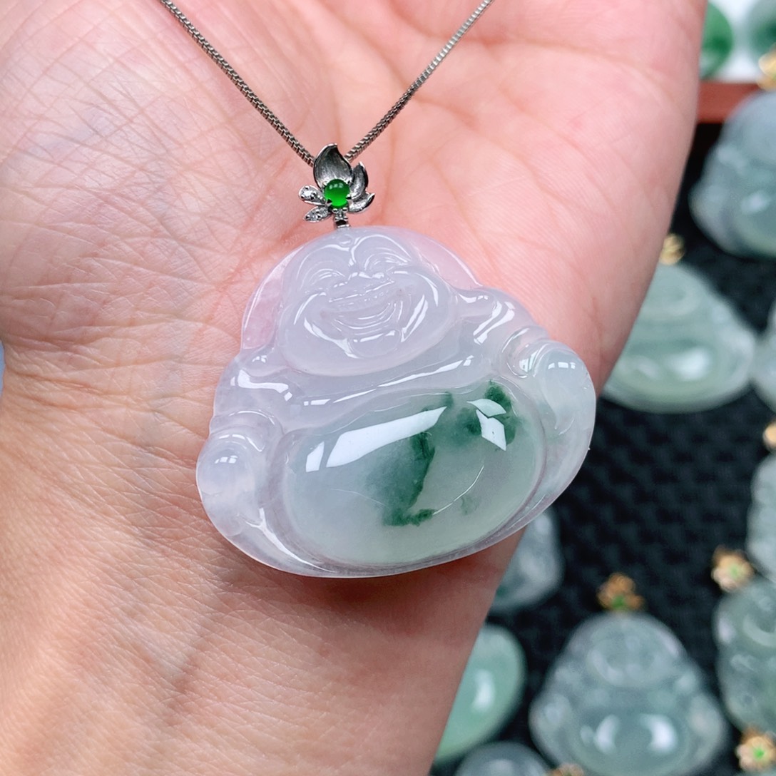 翡翠吊坠(不含链)18K金镶嵌