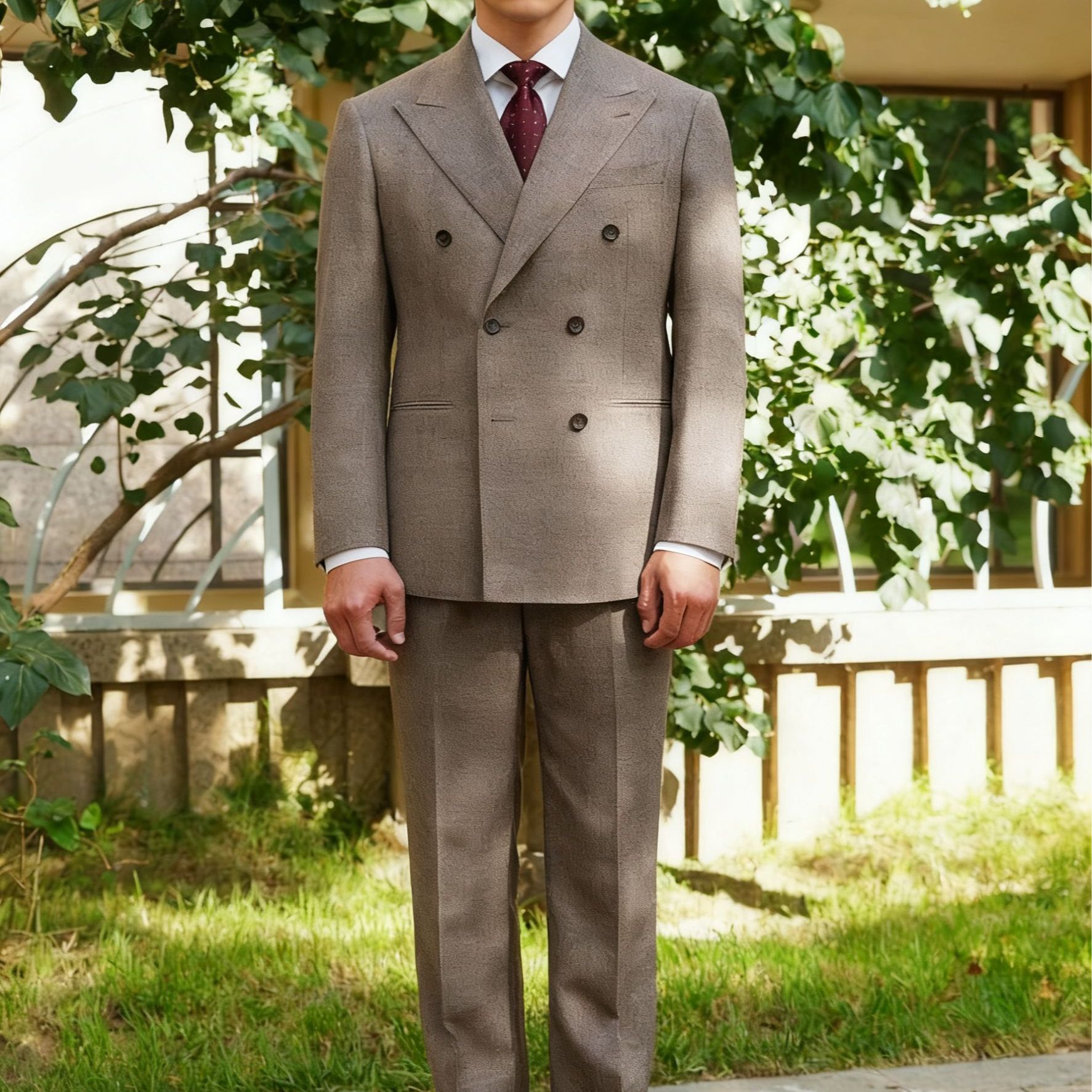 Filarte深咖双排扣亲王格套装