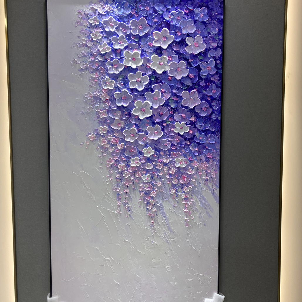 【紫藤花】纯手绘油画装饰画入户走廊玄关挂画现代轻奢挂画