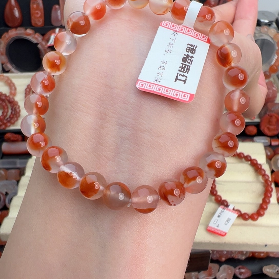 花***凋南红玛瑙未镶嵌颈饰冰飘单圈卡6*