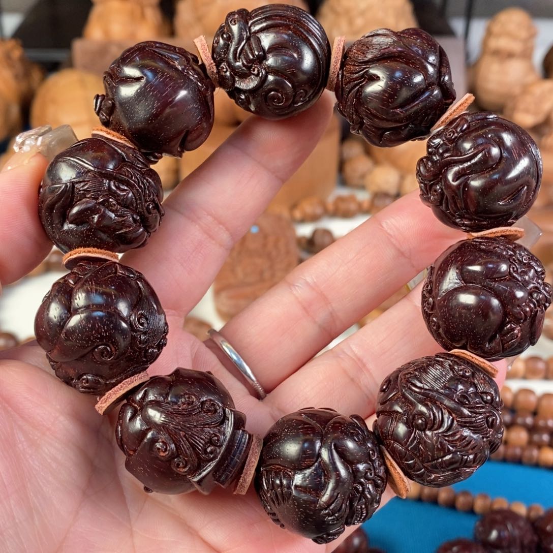 檀香紫檀（小叶紫檀）手串/手链天***行紫檀龙生九子