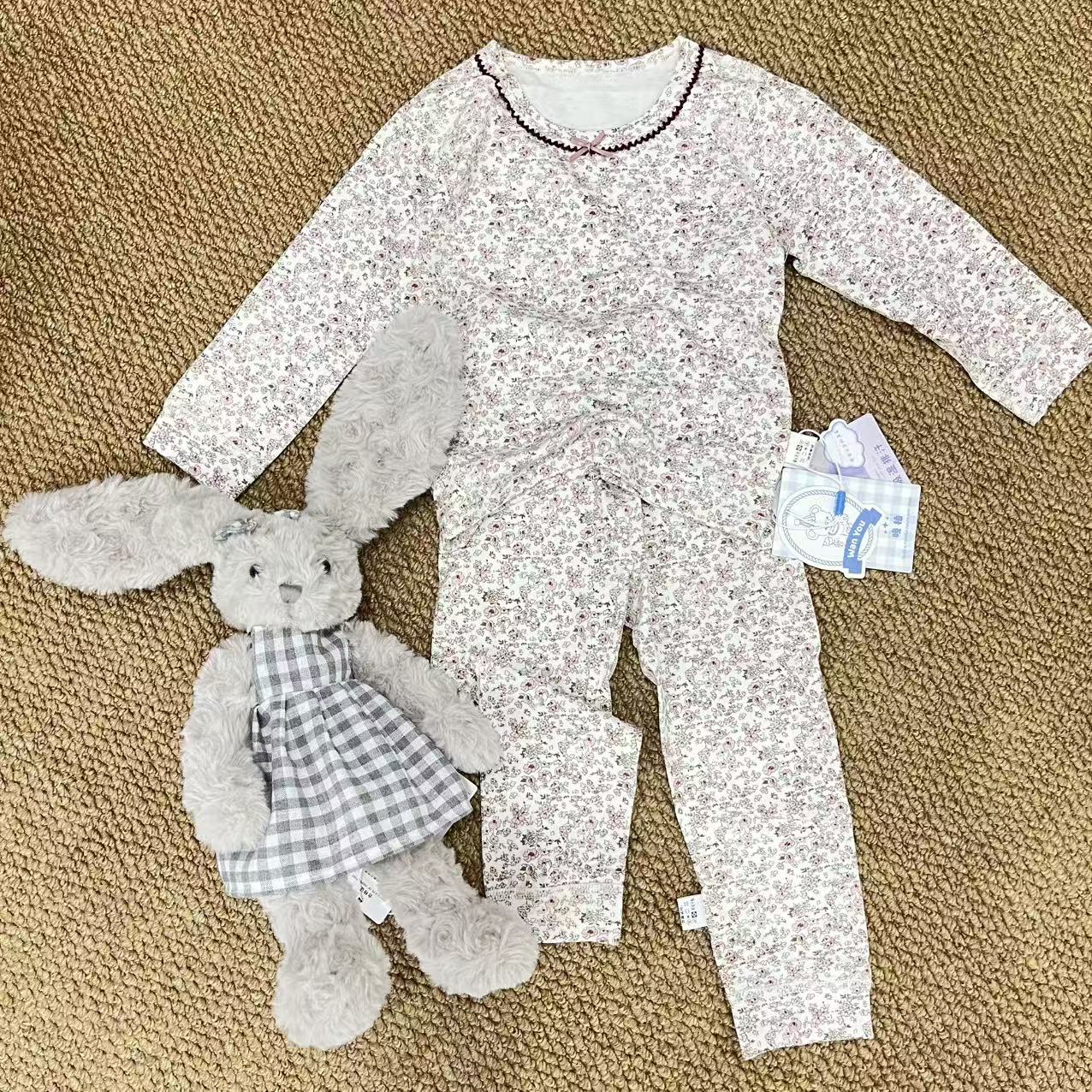 晚柚家居服满印碎花套装2025秋冬新款