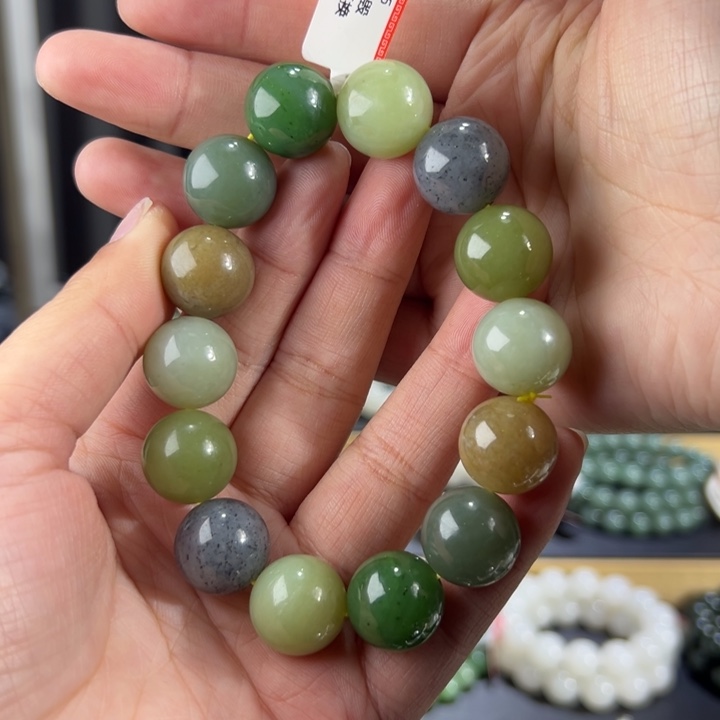 和田玉手串未镶嵌和田玉多宝卡16圆珠