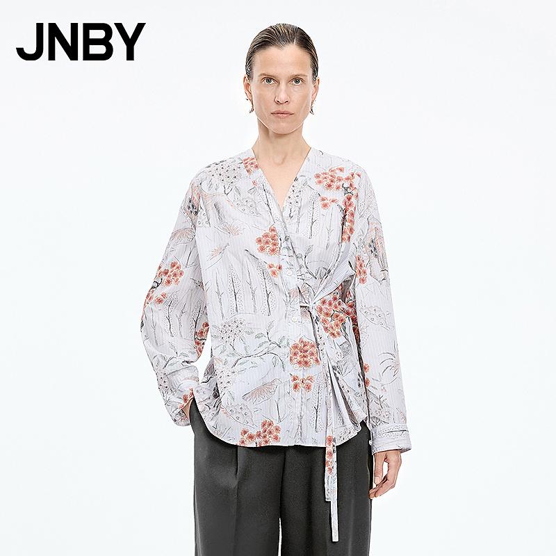 【东方非遗】商场同款JNBY/江南布衣25秋新品衬衫女V领5P8211600