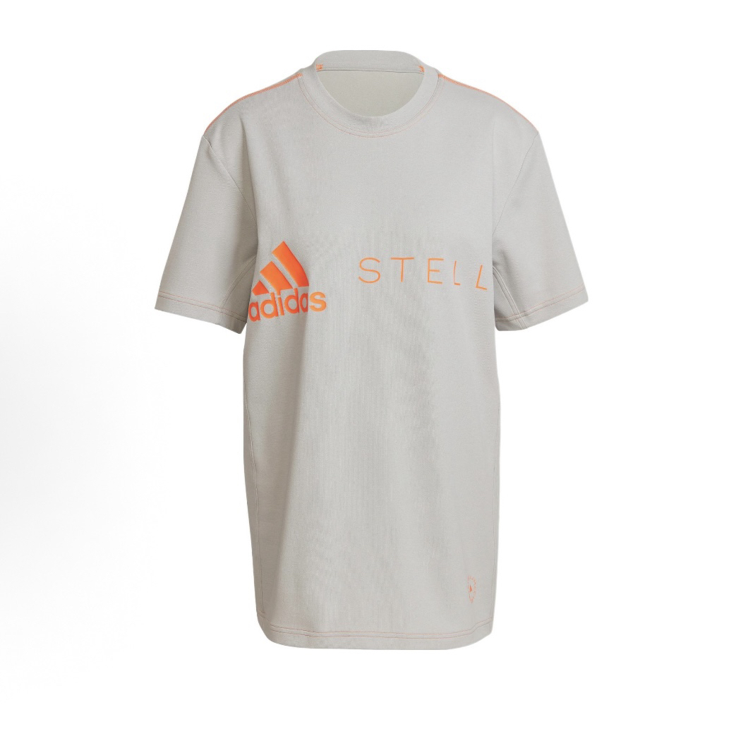 adidas纯色字母印花运动休闲宽松圆领透气短袖女款HB7404