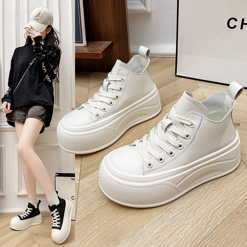 厚底高帮女鞋子2025新款秋季爆款休闲板鞋百搭软底运动小白鞋女款