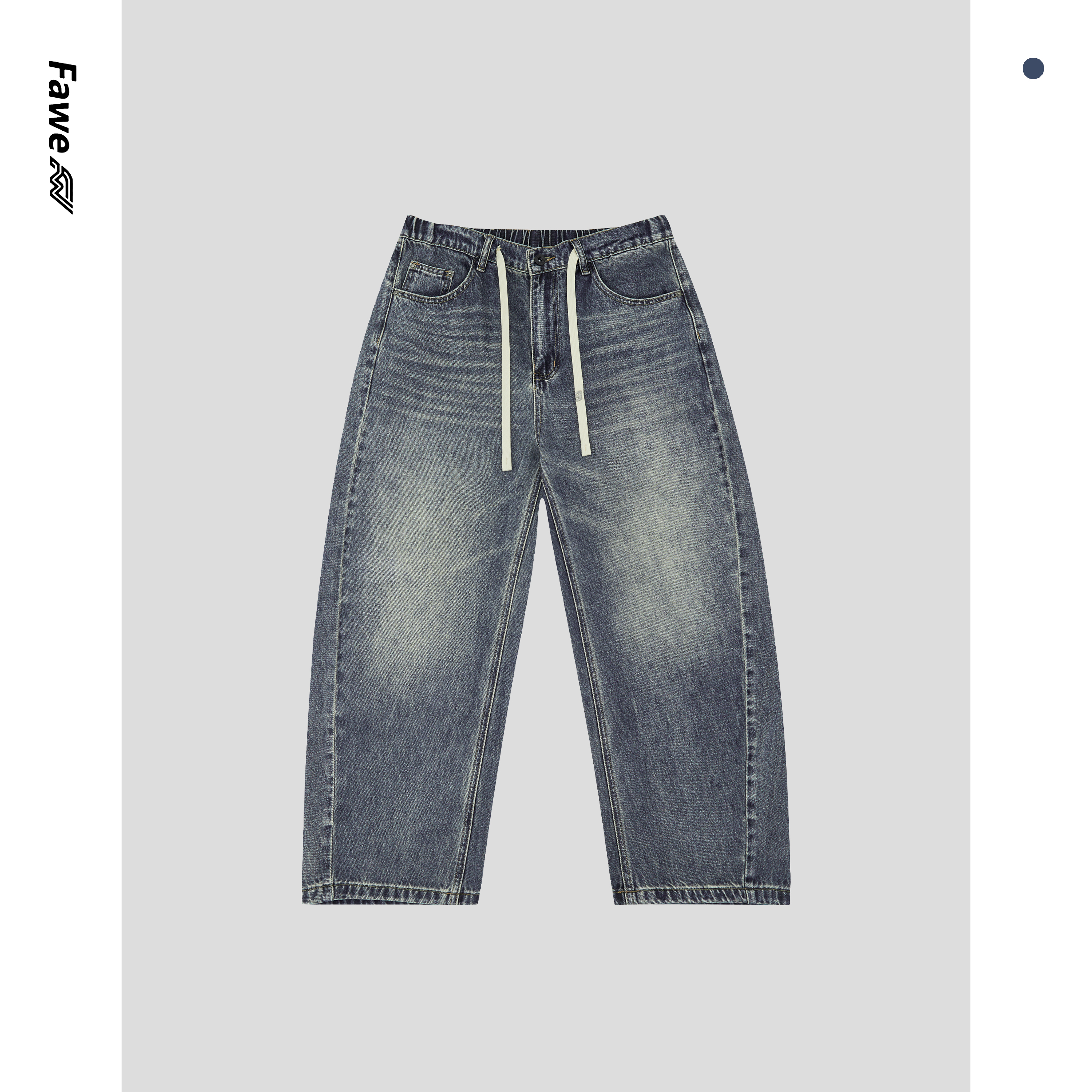 2025秋季男士高棉水洗感弯刀复古宽松休闲软牛仔FW34121