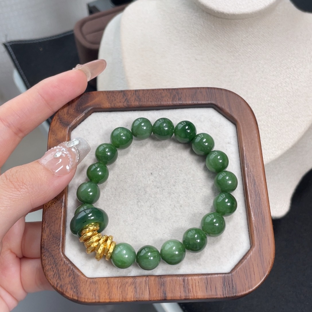 和田玉（碧玉）手链银S925镶嵌25458