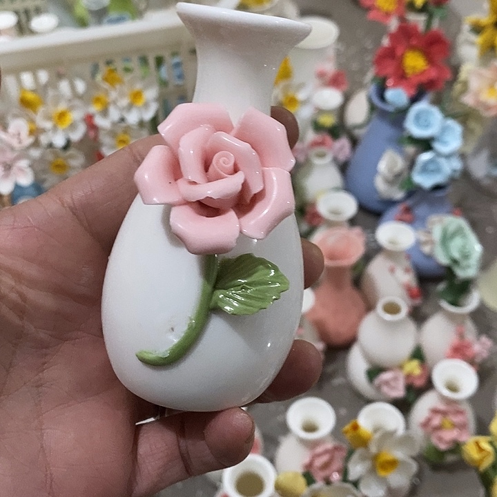 瓷片纯手工陶瓷花摆件瑕