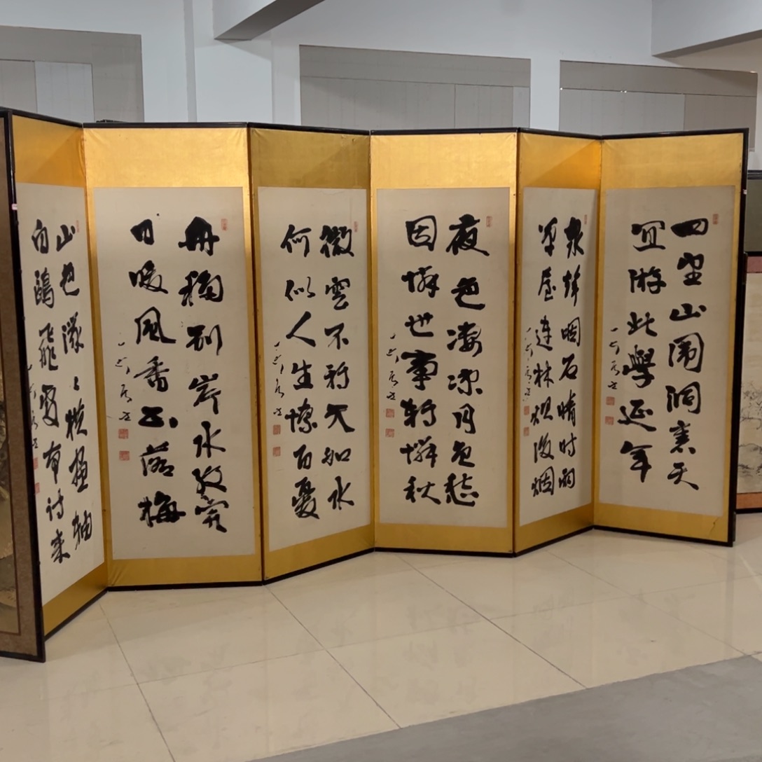 绘画屏风框画茶空间设计