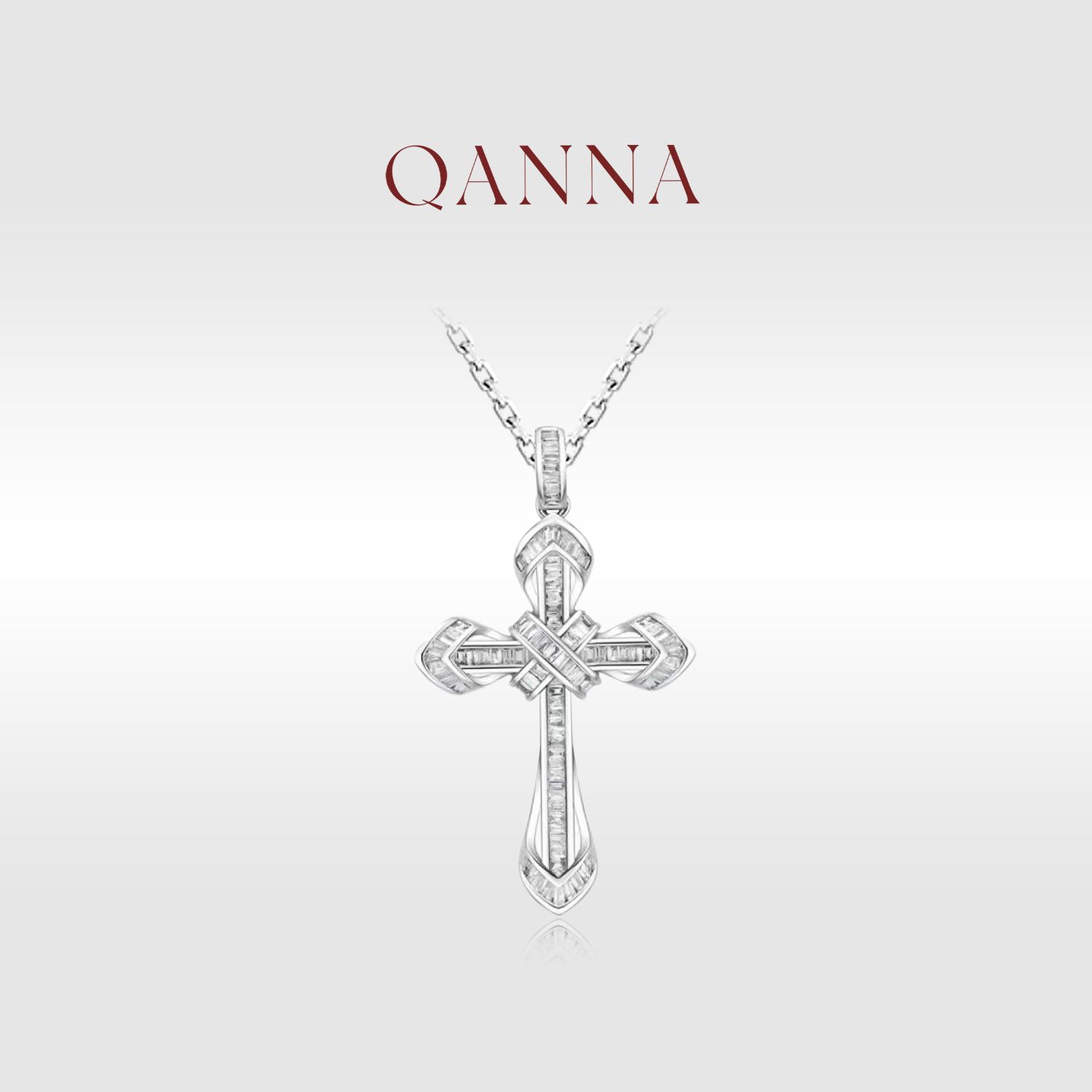 QANNA【永恒守护】【满钻十字架】18K金欧美风时尚钻石吊坠（不含链）HD