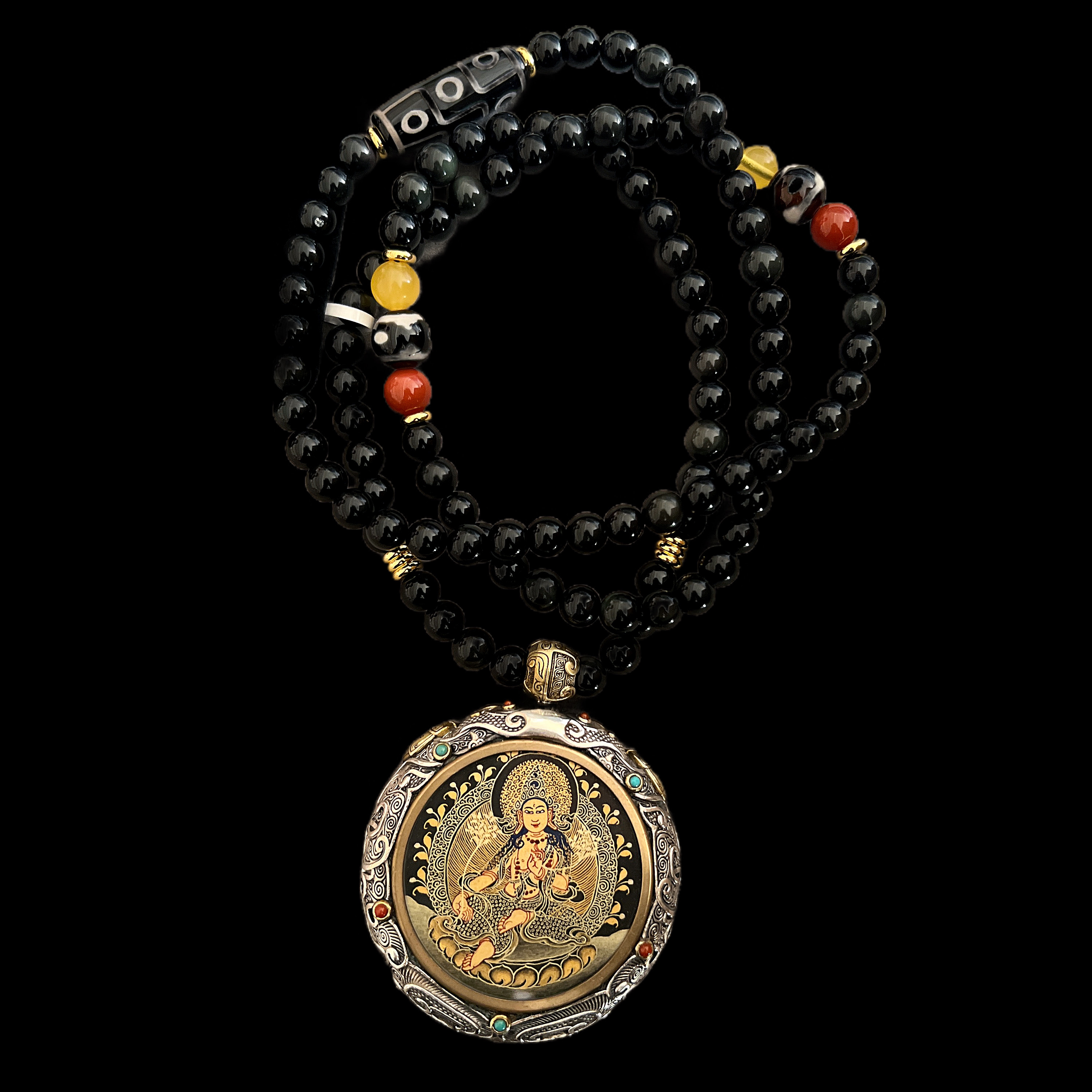 吊坠925银 V9538时尚百搭项链孤品（绿度母），