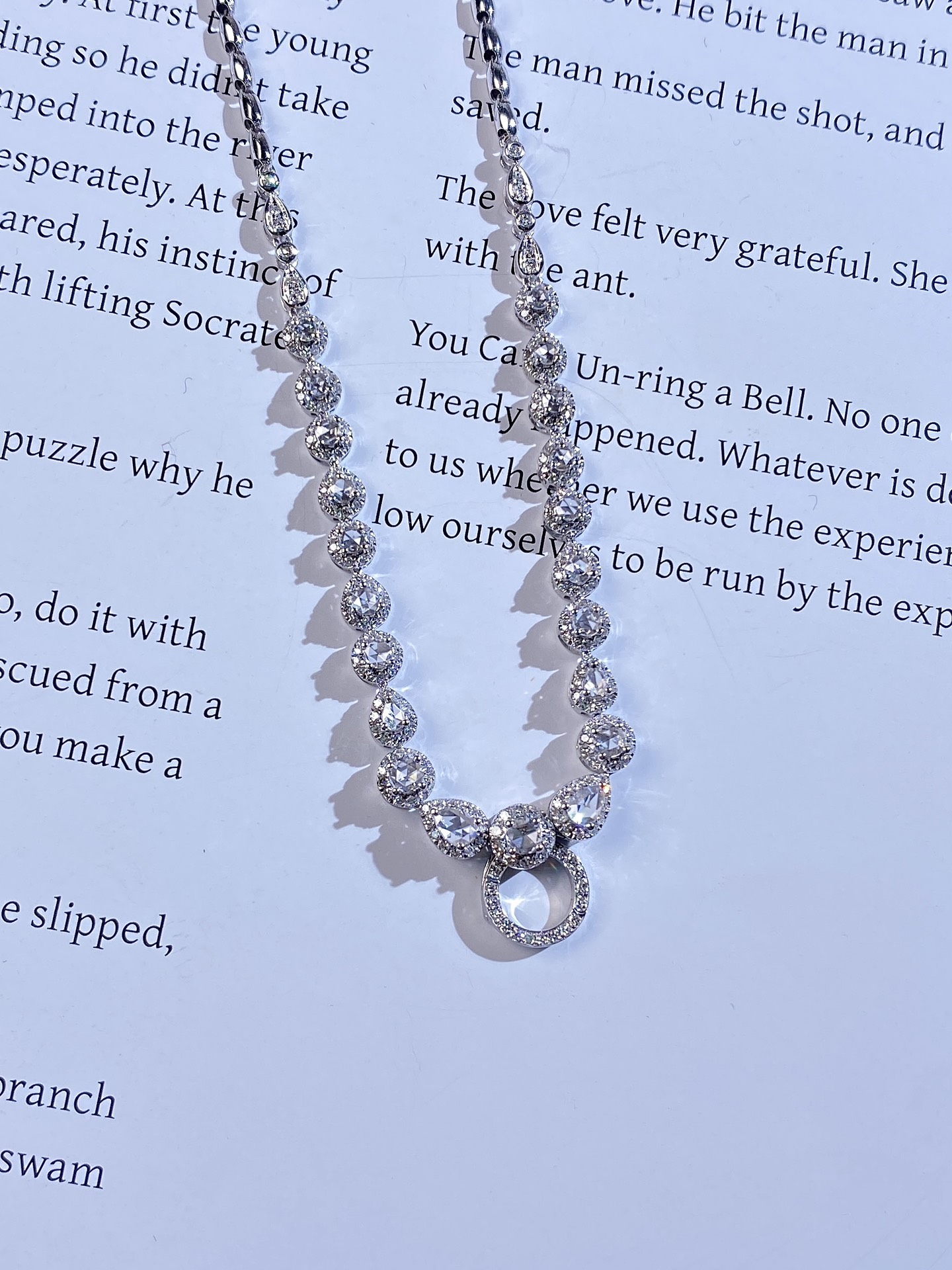 [点石臻选]-璀璨星河链18k金镶嵌钻石链轻奢精致大气经典百搭链 T