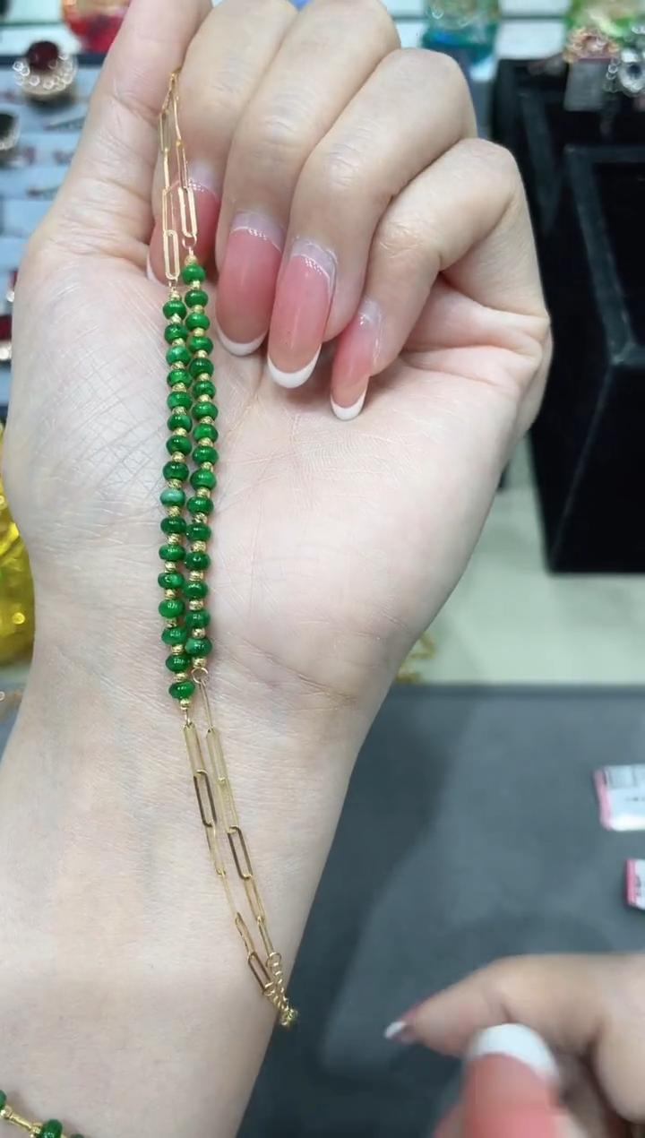 【补贴款】18K金镶嵌翡翠手链 多样性发其一