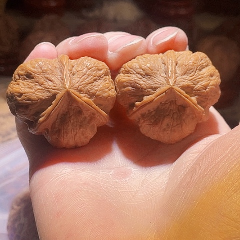 文玩核桃把件碟桩玉璧带彩39+