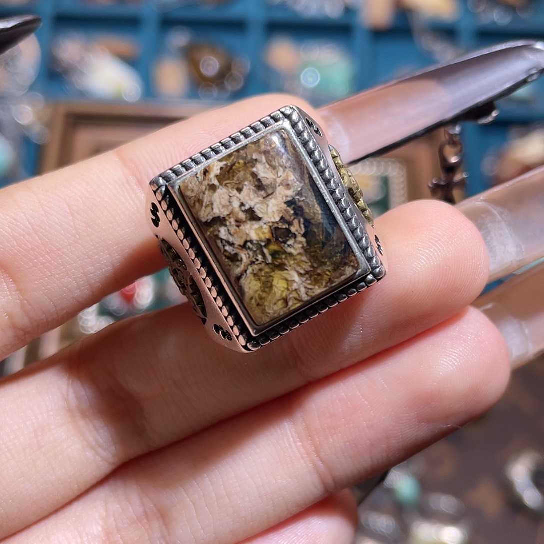 好***了琥珀银S925镶嵌戒指