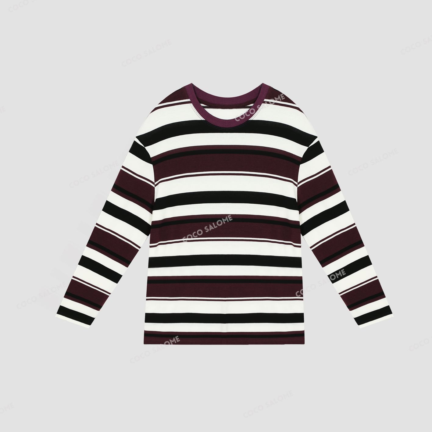 安安推荐【条纹T】新款慵懒撞色条纹休闲百搭长袖BL-CXW51123905S