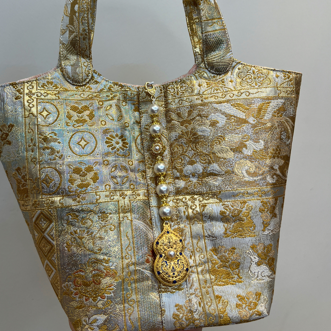 织金杂宝纹菜篮子 西阵织包包 新中式收纳包 售出不退不换