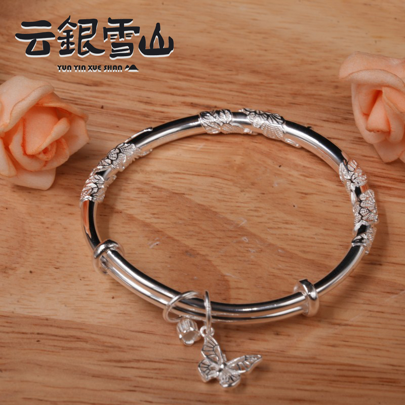 云银雪山 足银手镯 【花铃蝶舞】足银999手镯   YZ7