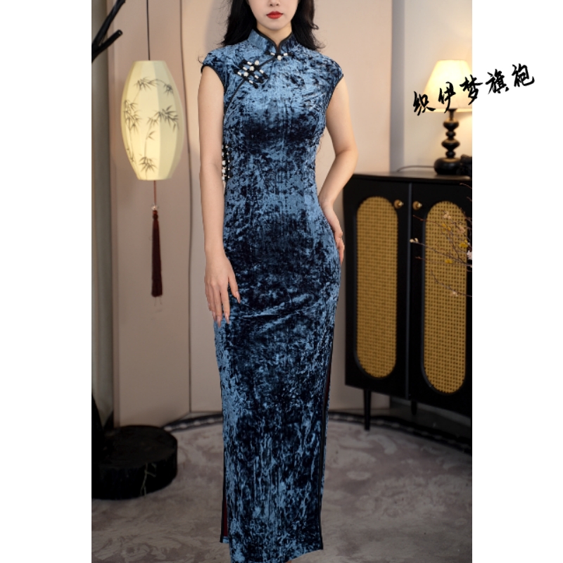 如愿 春款旗袍上新丝绒日常端庄改良款旗袍