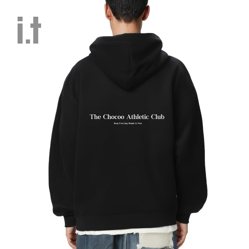 :CHOCOOLATE it 男装宽松连帽卫衣2024冬季新款简约休闲基础连帽