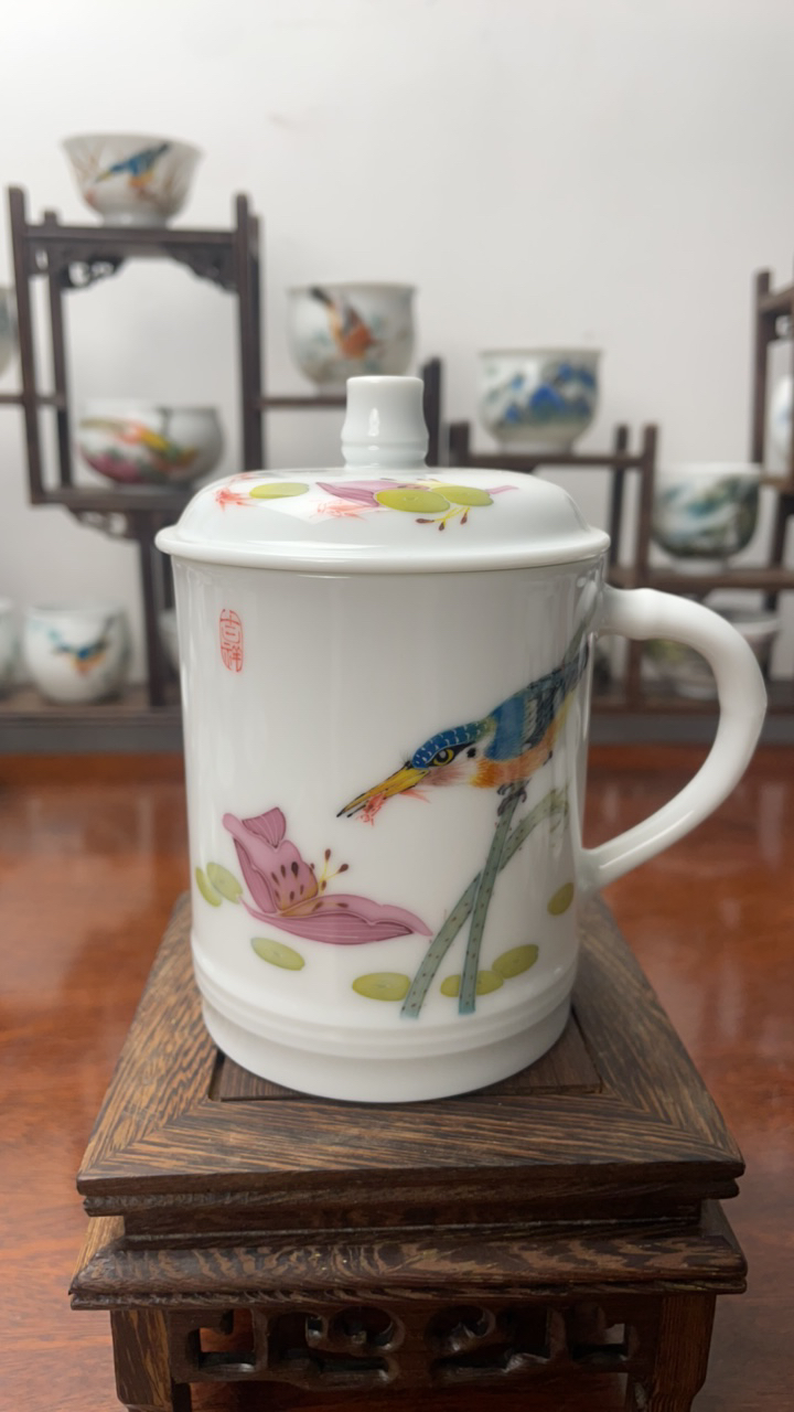 釉下五彩高温手绘工笔➕汾水工艺 办公杯