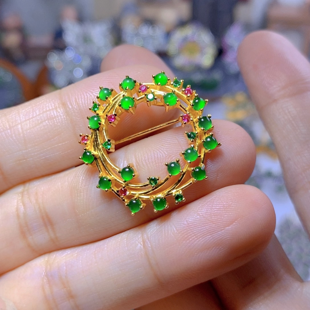 翡翠耳钉银S925镶嵌天然翡翠