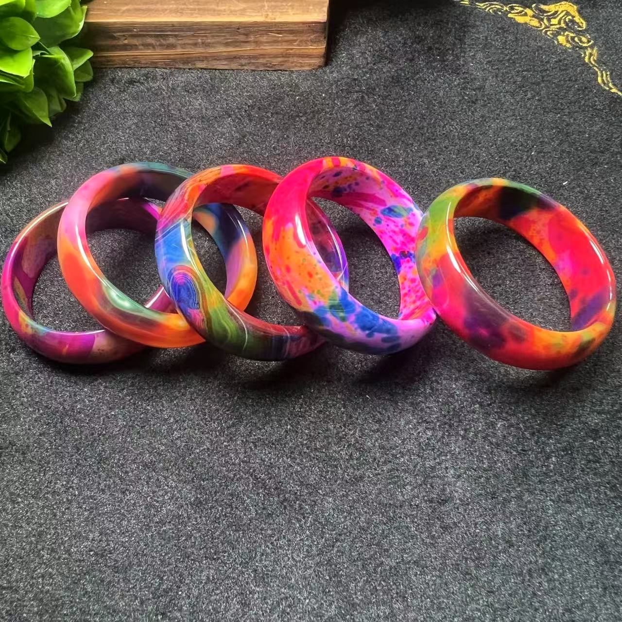 S6230【任会长珠宝】七彩丹珠血灵芝玛瑙手镯-配盒-多样性只发一件