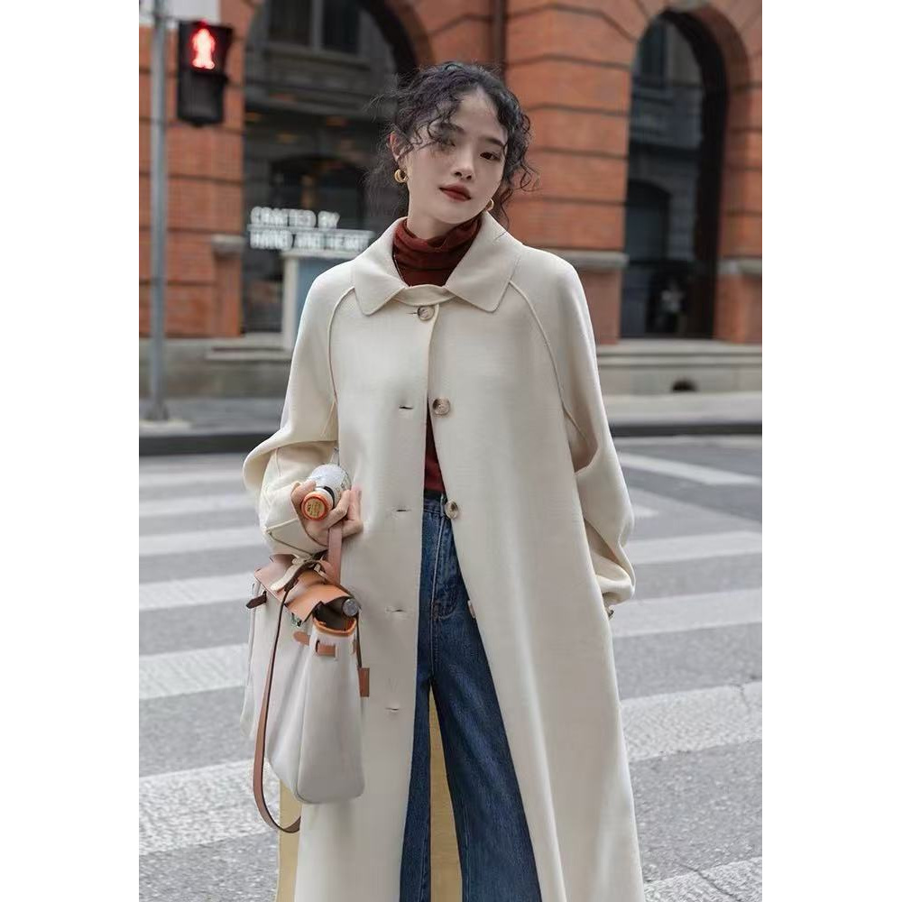 8180  M双面呢大衣女秋冬毛呢外套冬季长款高级感韩系