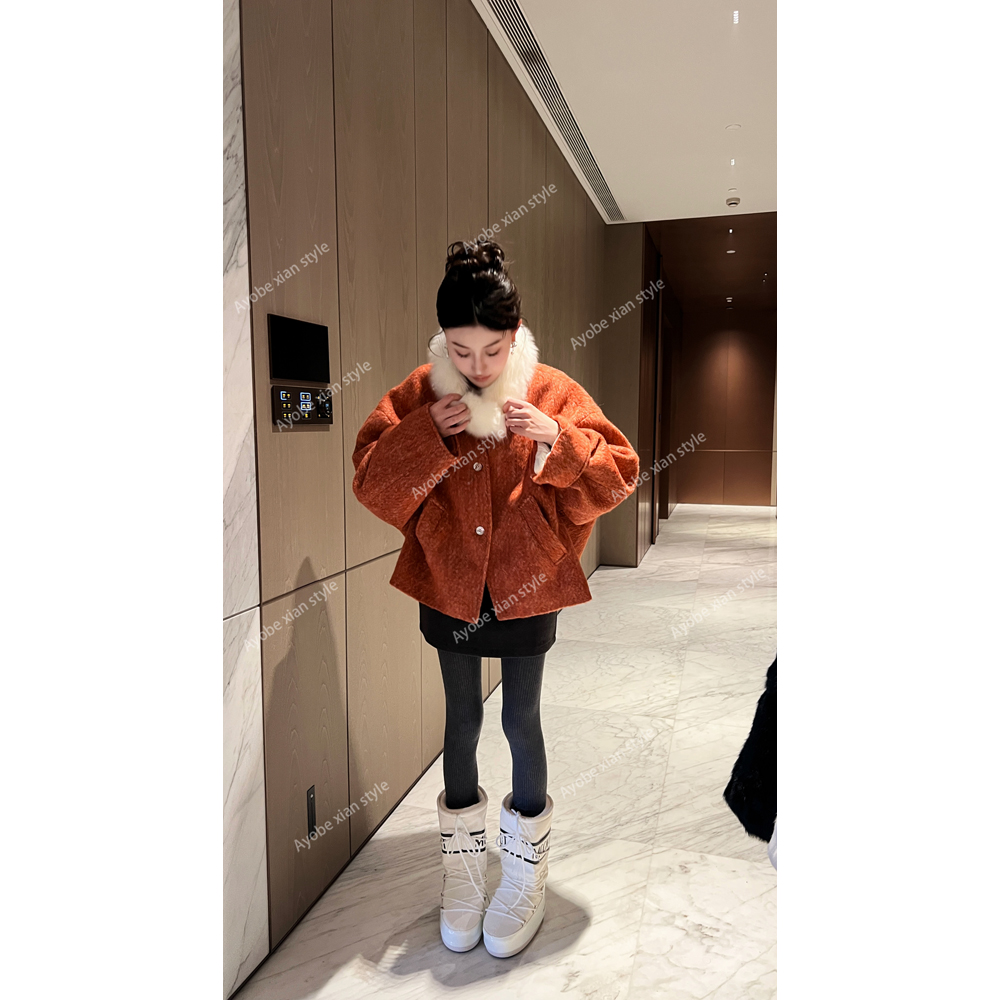 【AYOBE】小贤 1月4日10:00新品  复古羊毛90白鸭绒+狐狸毛气质外套